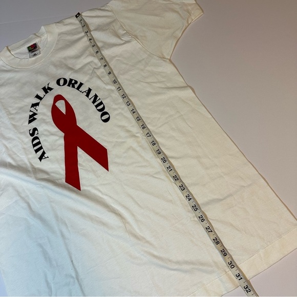Vintage 90s Aids Walk Orlando Single Stitch Shirt Size XL Red Ribbon - Picture 6 of 7